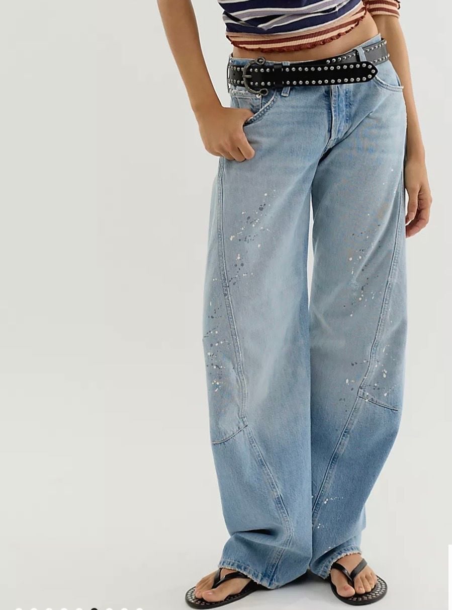 Free people We The Free Fable Low-Waist Twisted Bowed Jeans Size 28 2