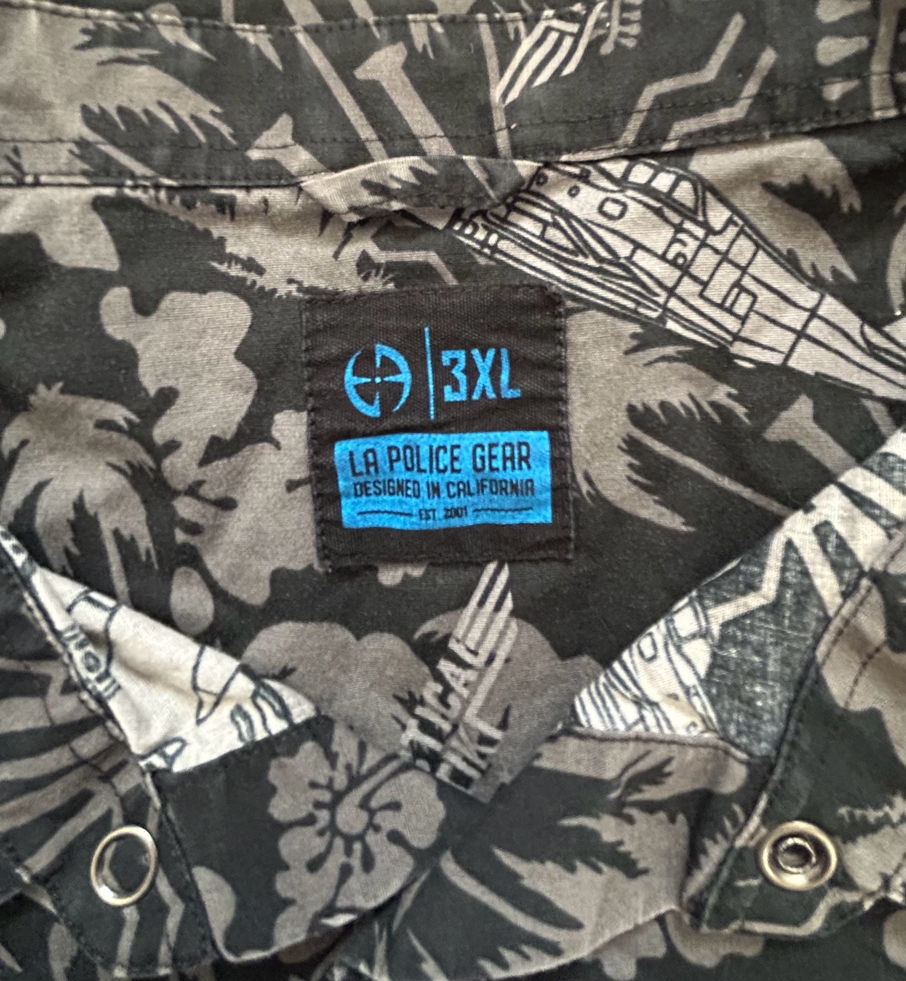Vintage LA Police Gear Shirt Mens 3XL Gray Tactical Vanguard Flannel Button-Up 4