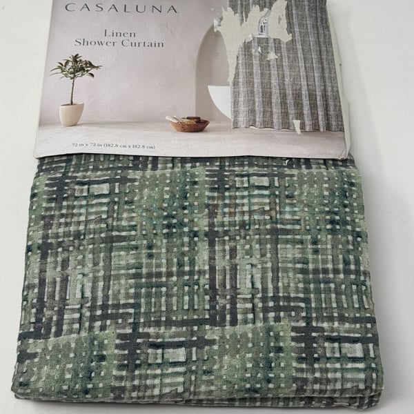 Casaluna Linen Shower Curtain Green 72x72