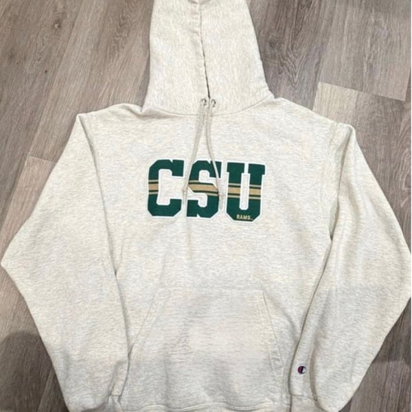 Champion Colorado State Rams Hoodie Size M Gray CSU Pullover Sweatshirt