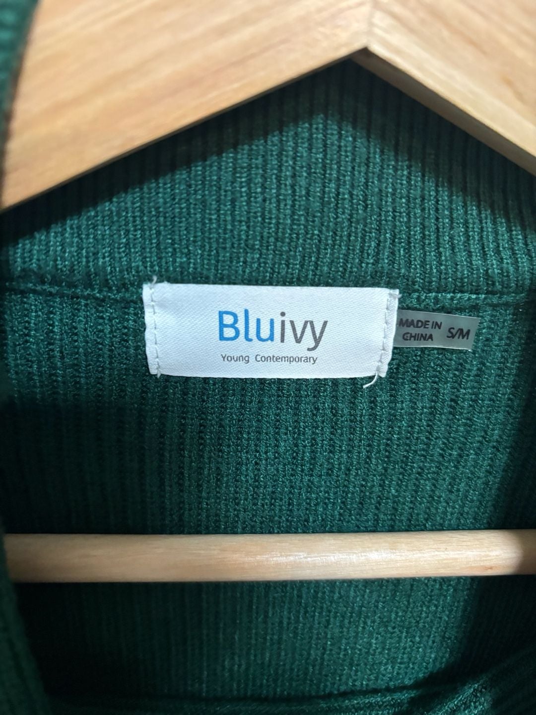Bluivy mock neck  Size S/M Green Ribbed Knit Pullover #Cabincore / #Whimsigoth 7