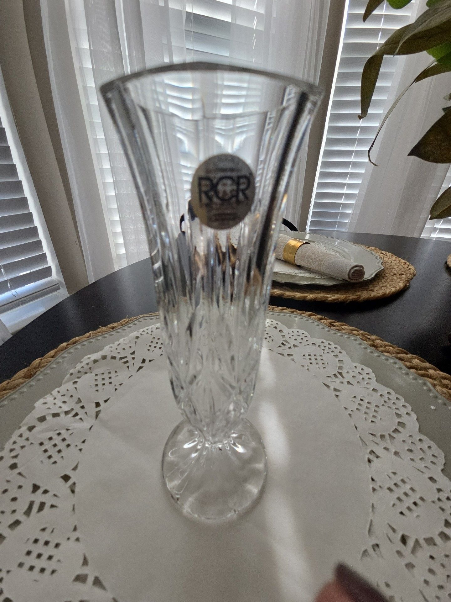 RCR Royal Crystal Rock 24% Lead Crystal Pedestal Bud Vase 1