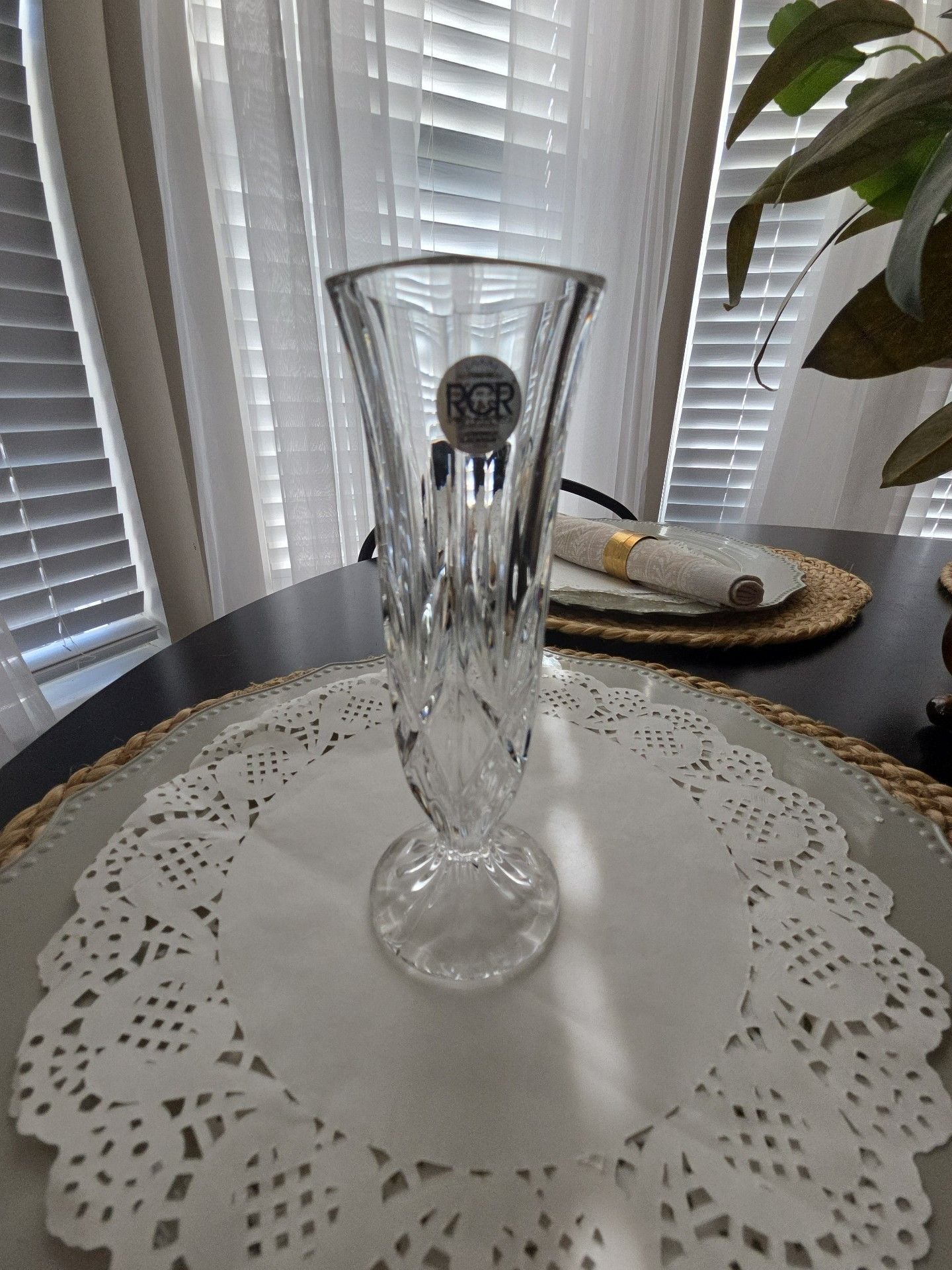 RCR Royal Crystal Rock 24% Lead Crystal Pedestal Bud Vase 2