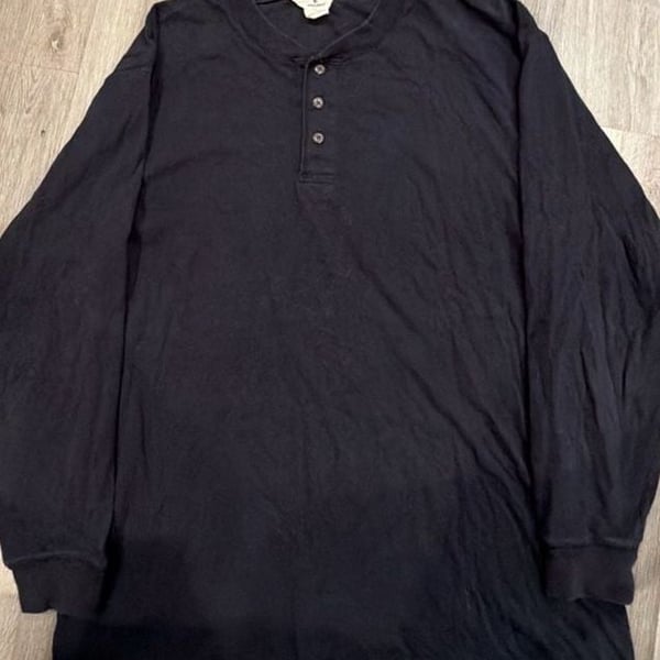 Woolrich Henley Long Sleeve Shirt Size L Black Cotton
