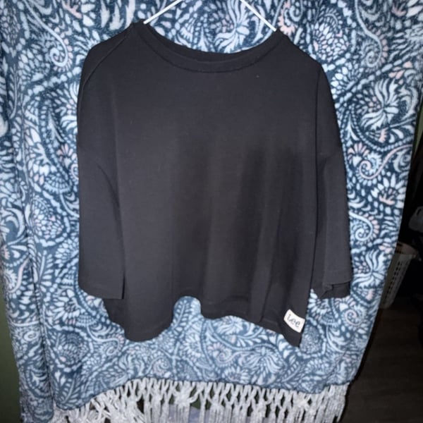 Lee Black 3/4 Sleeve Crop Top Size XL