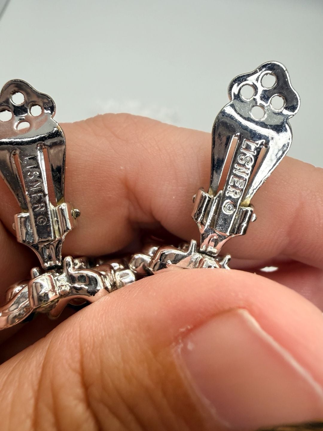 Lisner Rhinestone Brooch And Earrings Set Gray Silver 6