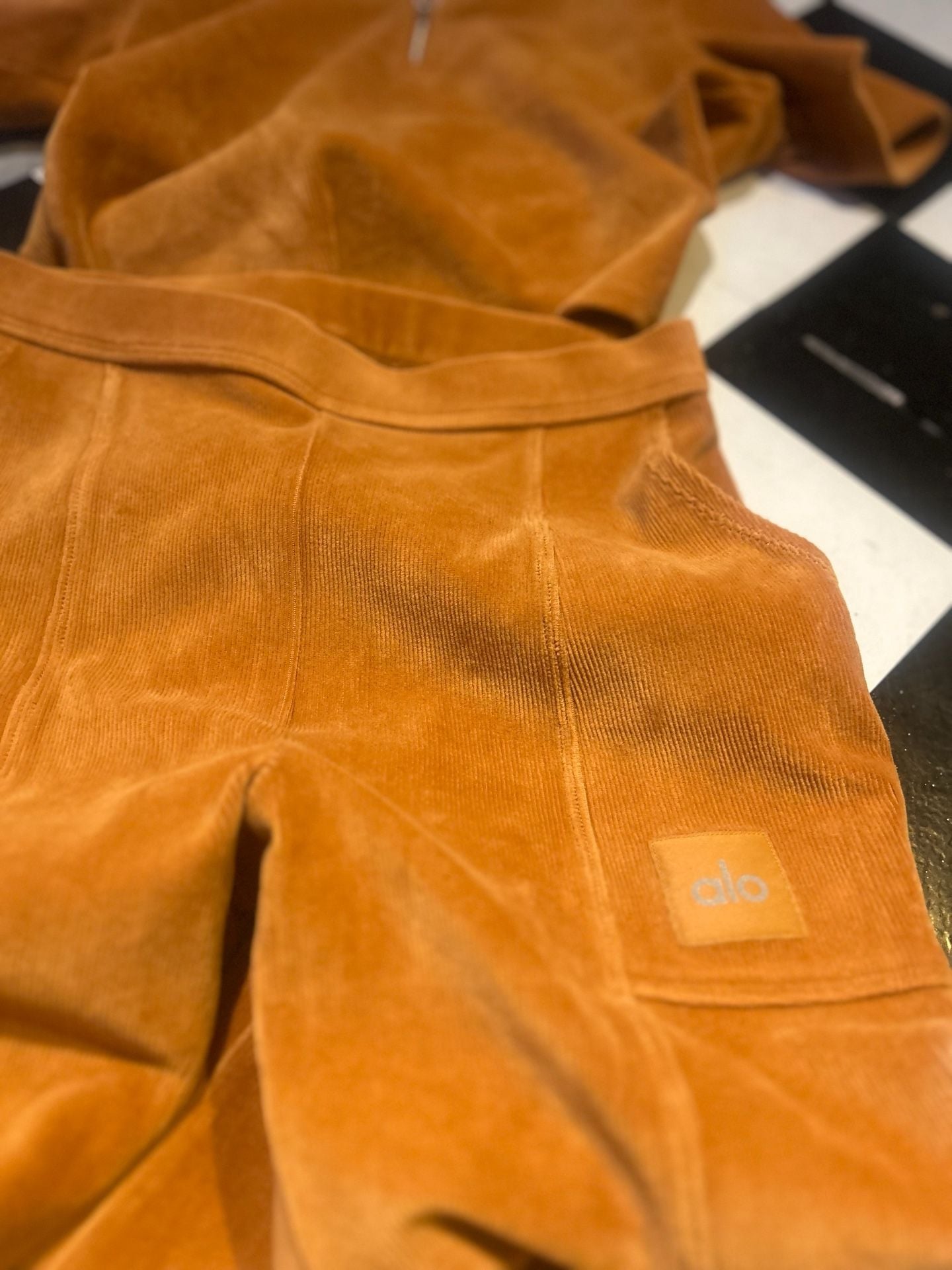 Alo Yoga Mustard Corduroy Tracksuit Set 1