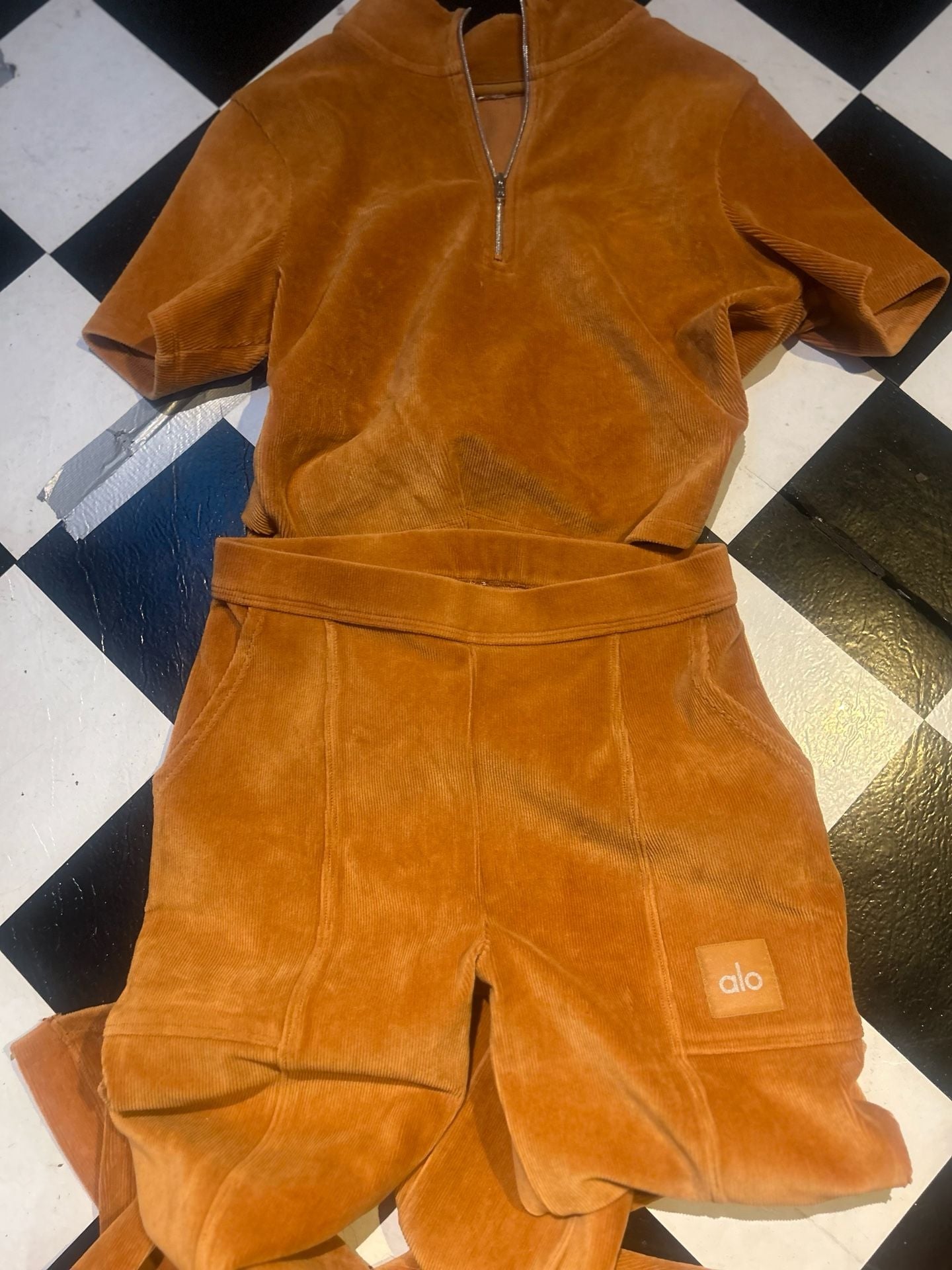 Alo Yoga Mustard Corduroy Tracksuit Set 2