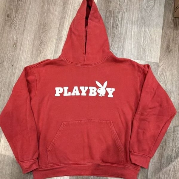 Playboy by PacSun Hoodie Size M Red Graphic Pullover Sweatshirt