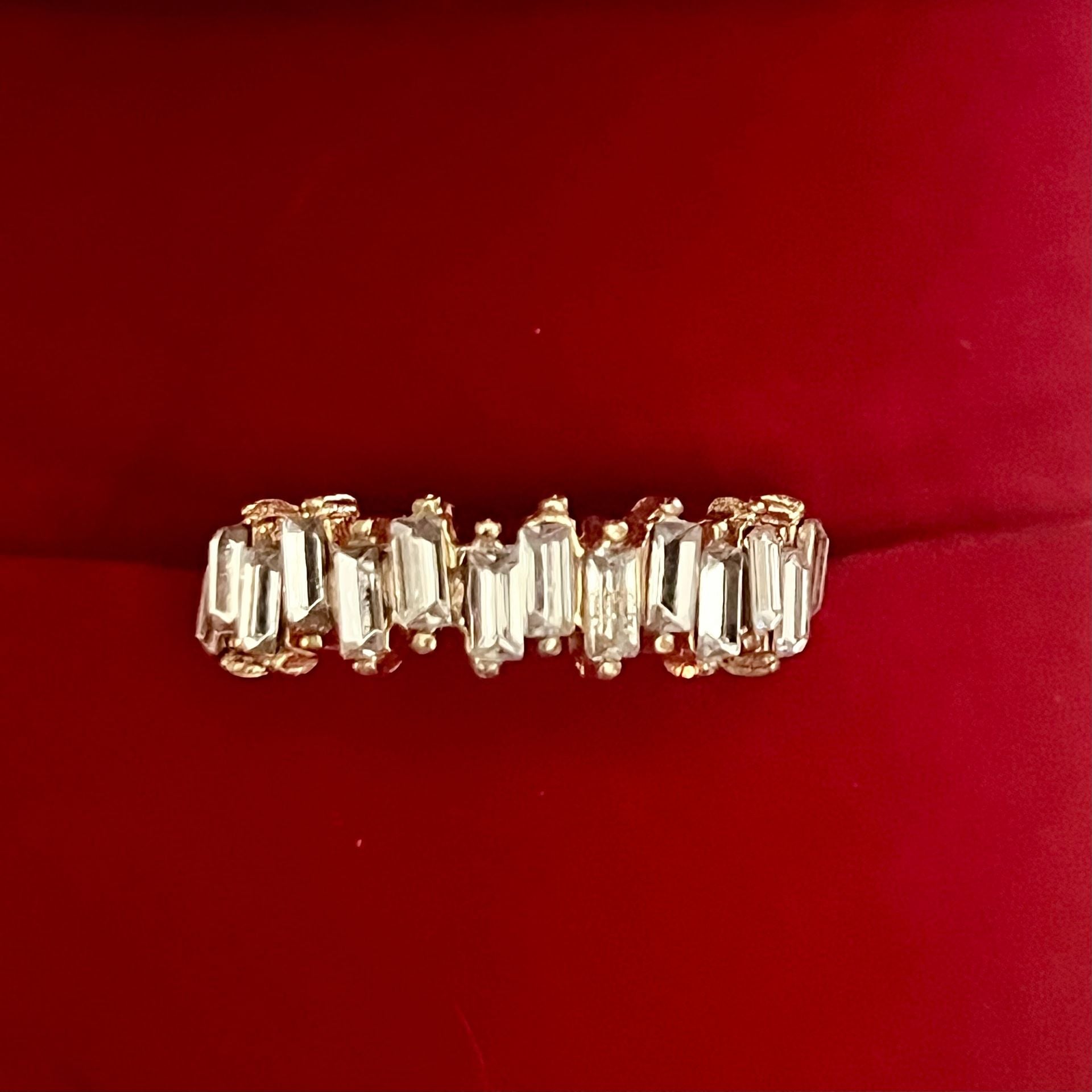 Baguette Ring Gold Band Statement Titanium Steel Band Size 6 2