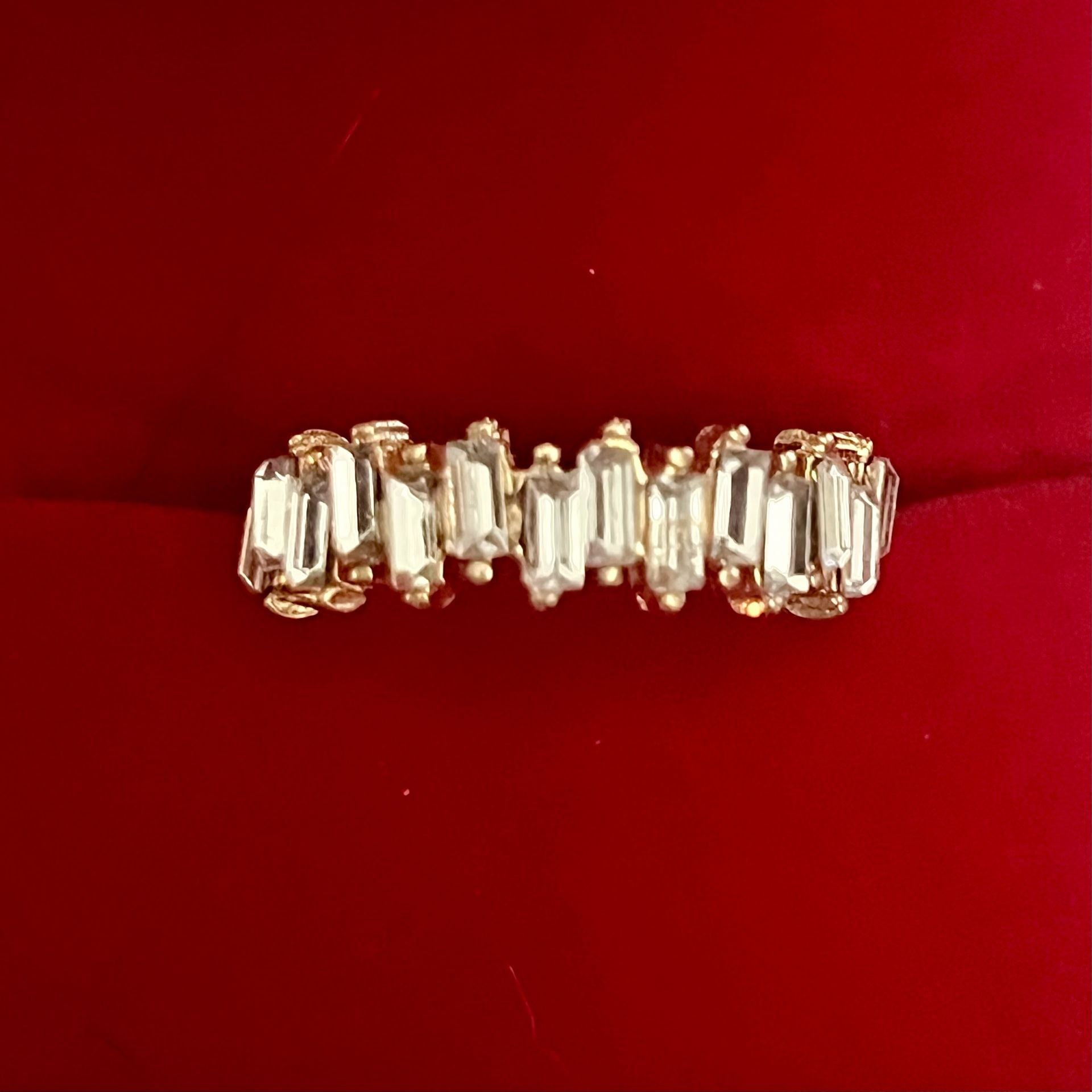 Baguette Ring Gold Band Statement Titanium Steel Band Size 6 3