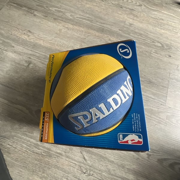Spalding NBA Performance Youth Size 27.5 Outdoor Basketball Blue Yellow