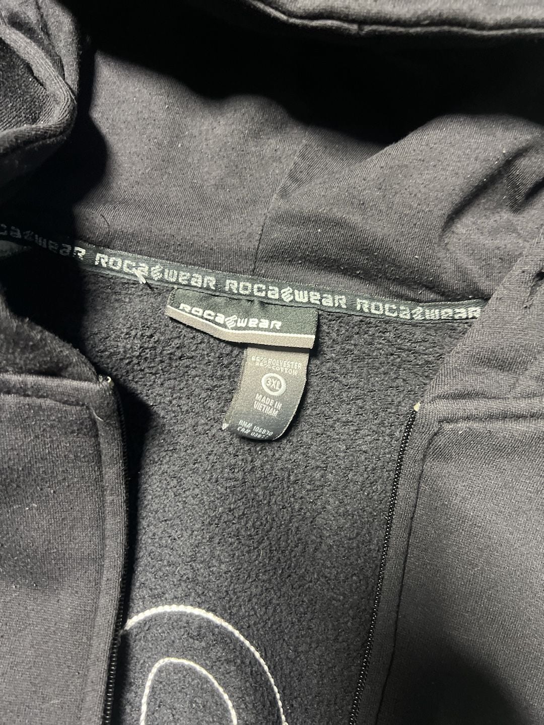 Rocawear Hoodie Size 3XL Black White Y2K Full Zip Jacket 4