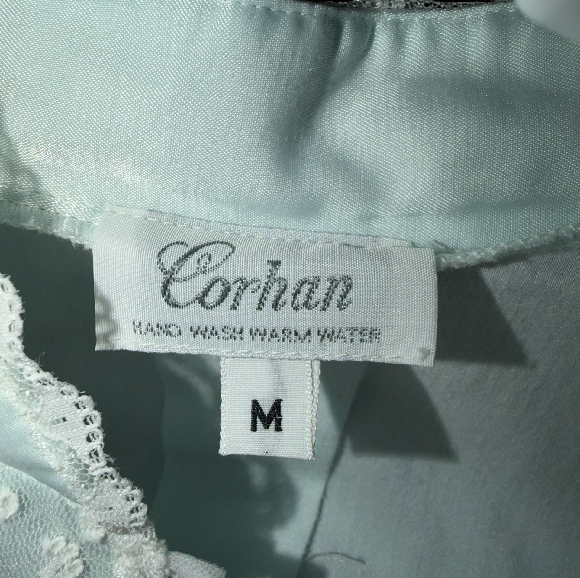 Vintage Cottagecore Coquette Corhan Nightgown Light Blue Satin Lace 3