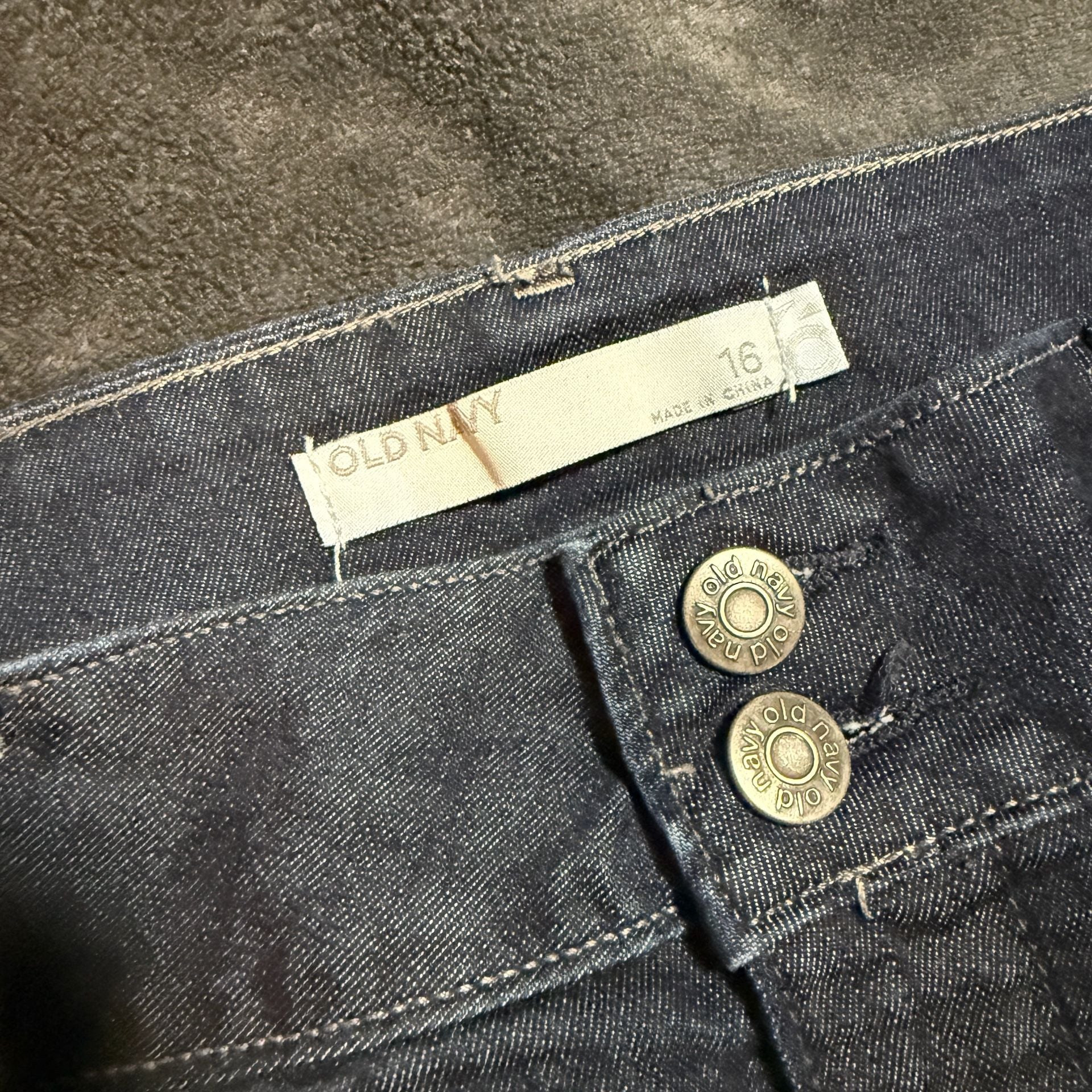 Old Navy Stretch 16 Dark Blue Denim Mini Skirt with Pockets 3