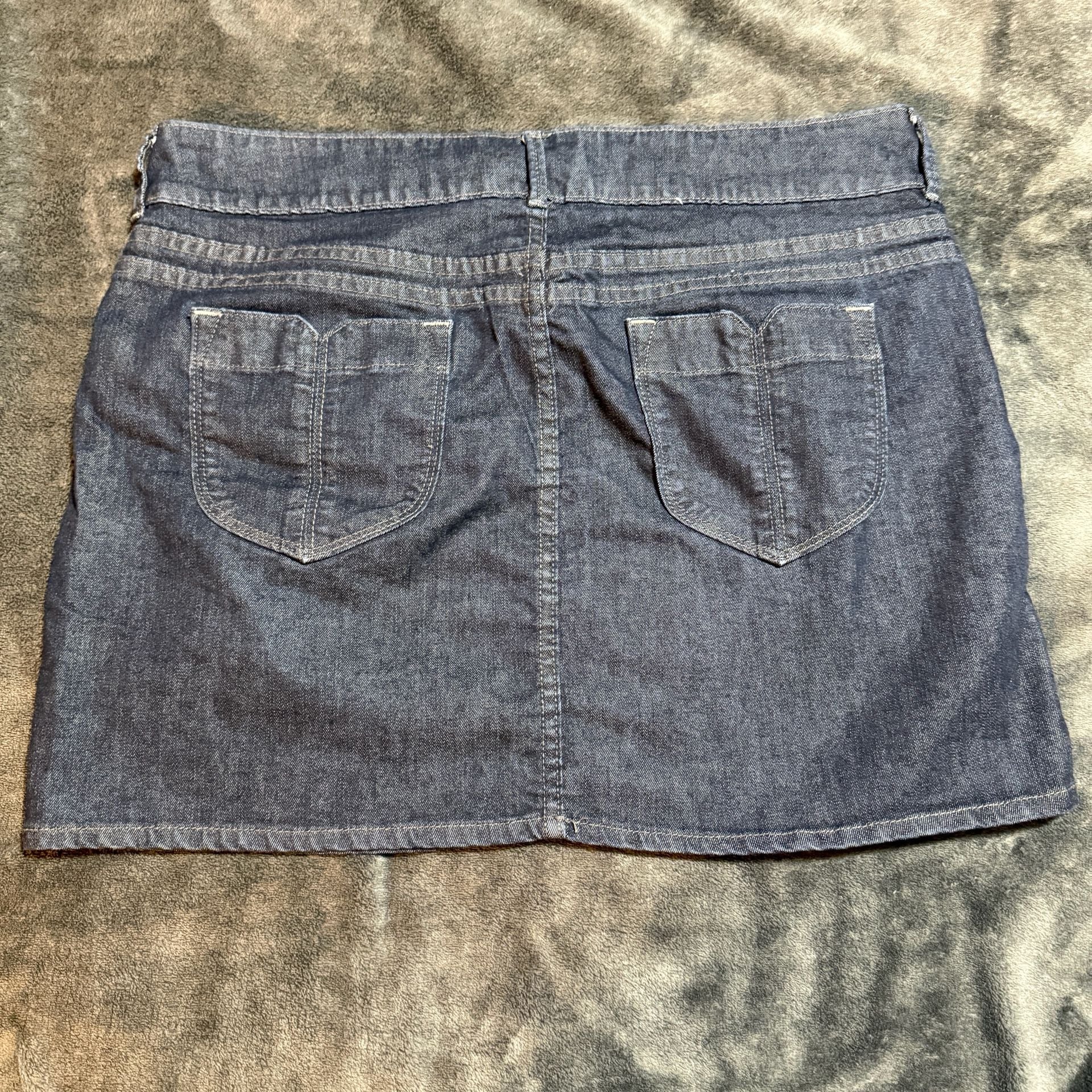 Old Navy Stretch 16 Dark Blue Denim Mini Skirt with Pockets 6