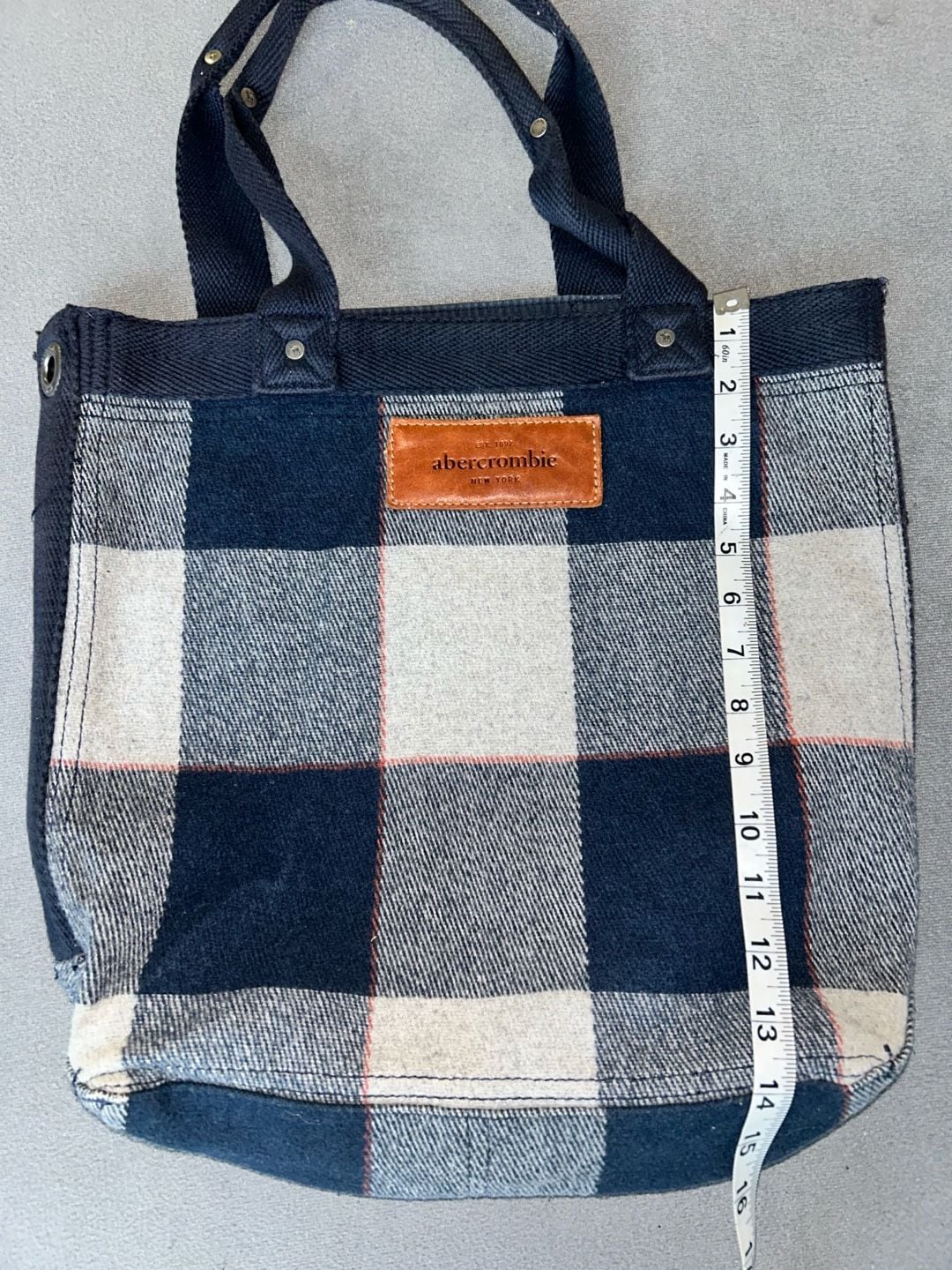 Abercrombie & Fitch Plaid Tote Bag Navy White Y2K 7