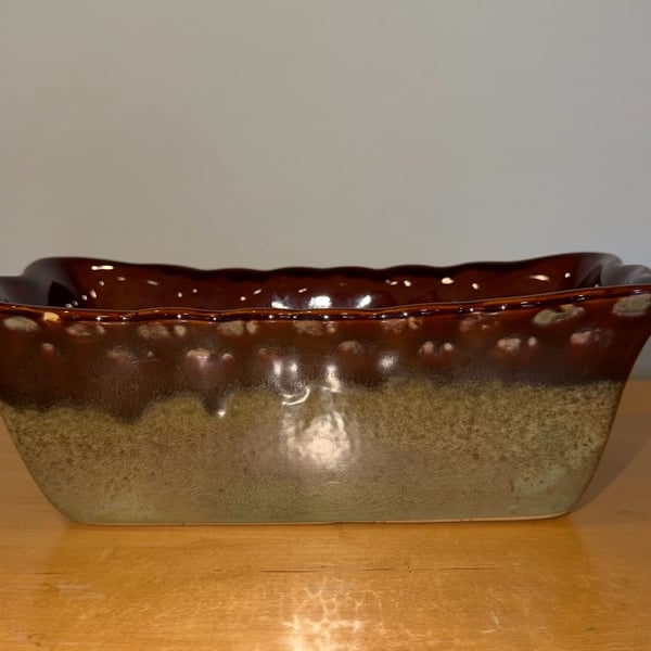 Vintage Teleflora Oven To Table Bread Loaf Pan Brown Tan