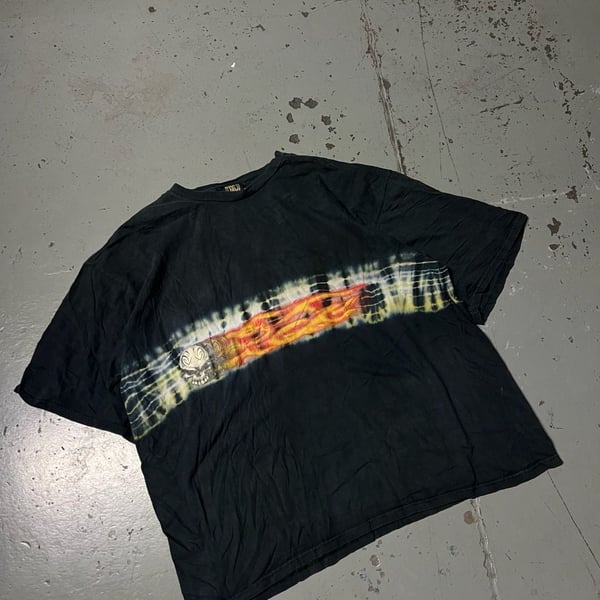 Global Generation Skull Flame Tie Dye T-Shirt Black Y2K