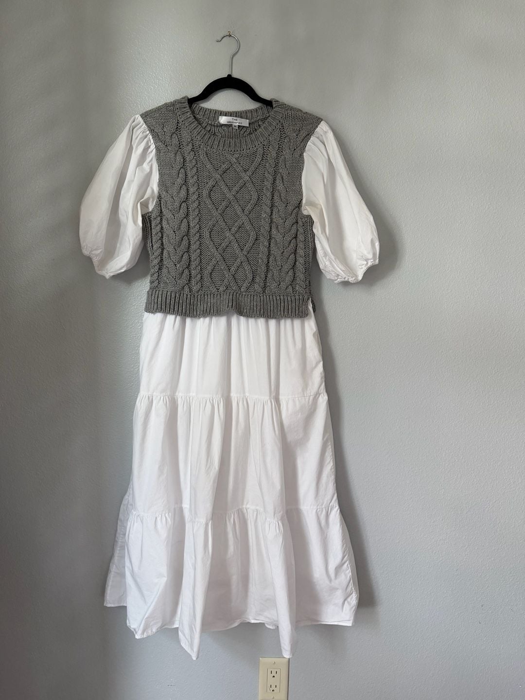 The Unverified Mixed Media Sweater Dress Size M Gray 2
