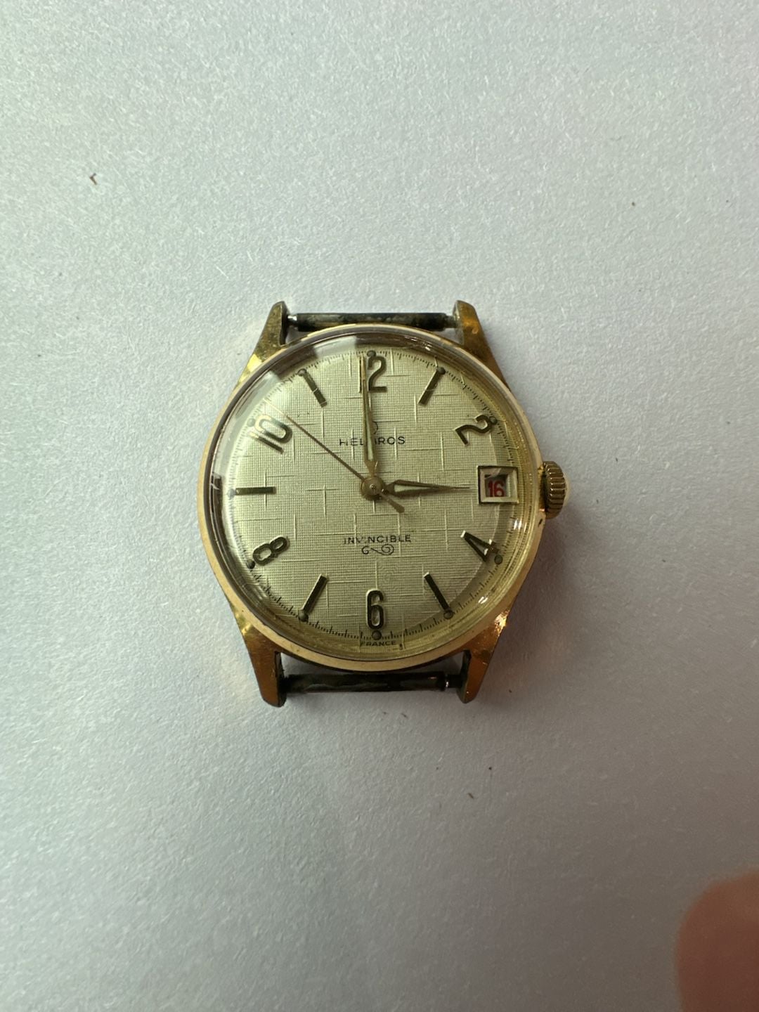 Helbros Invincible Automatic Date Watch Gold Tone Silver Dial 2