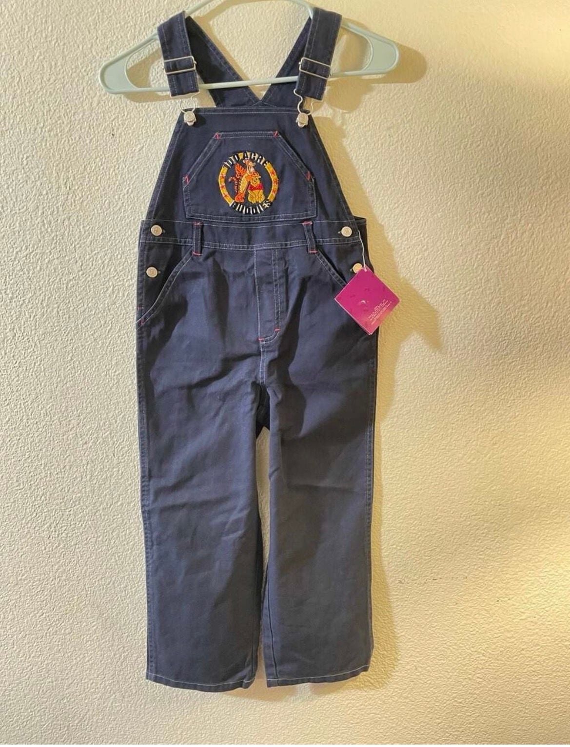 Pooh 100 Acre Collection Size 7 Blue Denim Overalls with Tags 2