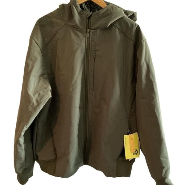 All In Motion Fleece Jacket Size XL Green Hooded Full Zip Soft Shell