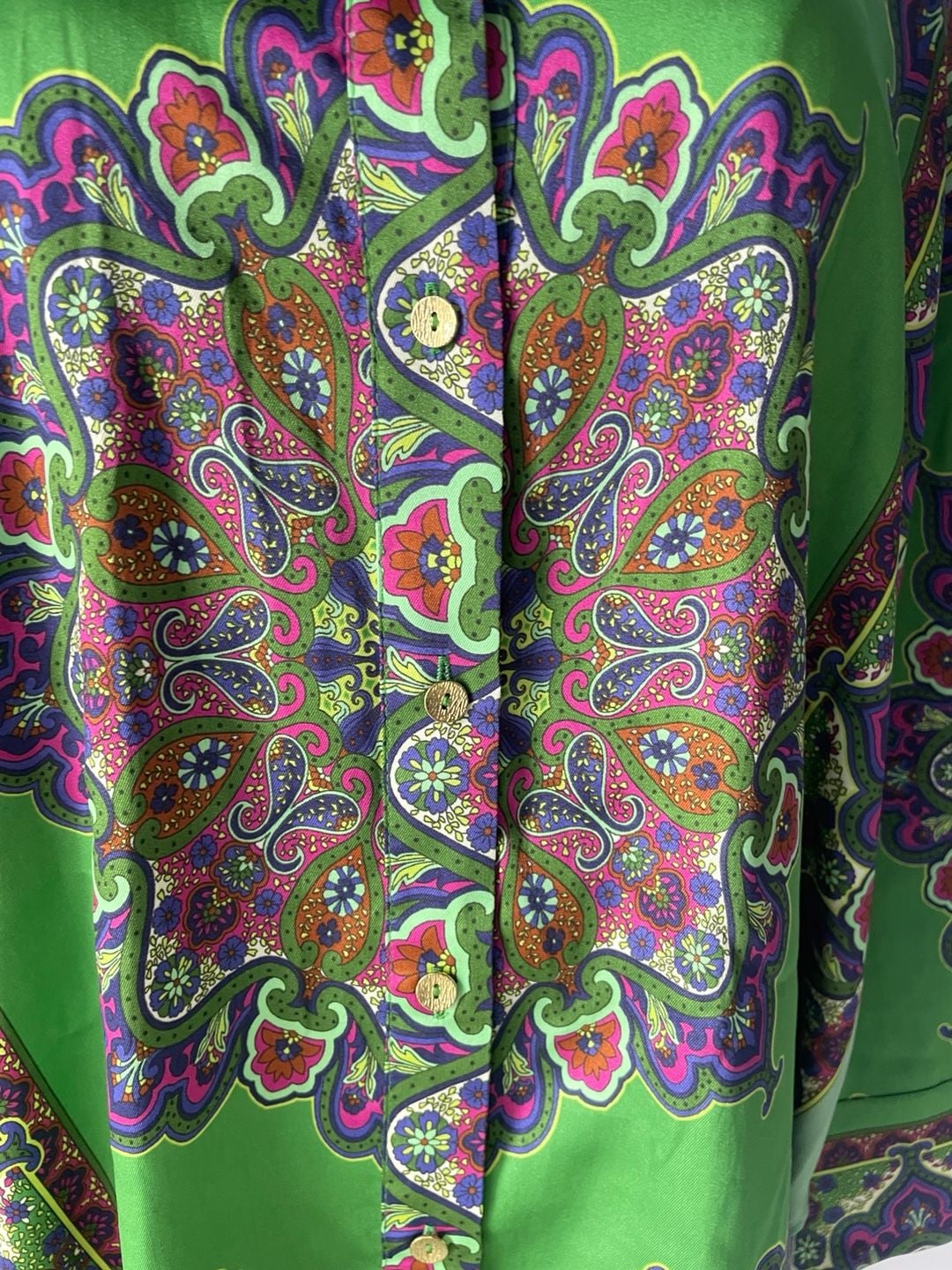 Zara Printed Shirt Size M Green Paisley 3