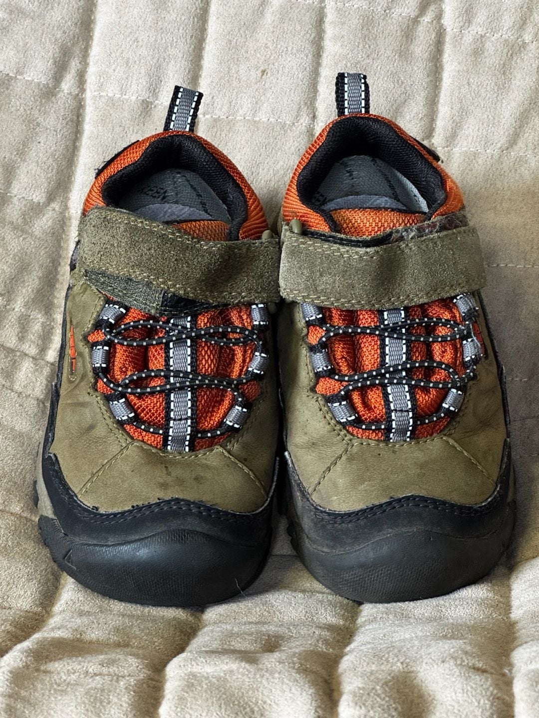 Keen Kids Jasper II Size 8 Olive Green Orange Waterproof Hiking Shoes 2