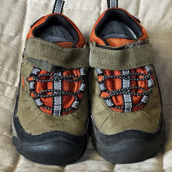 Keen Kids Jasper II Size 8 Olive Green Orange Waterproof Hiking Shoes