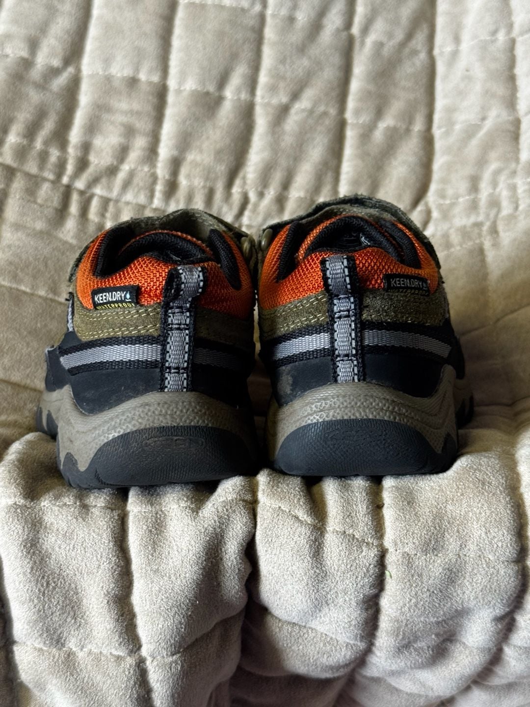 Keen Kids Jasper II Size 8 Olive Green Orange Waterproof Hiking Shoes 4