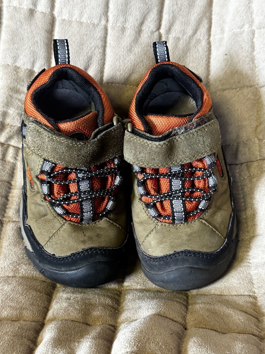 Keen Kids Jasper II Size 8 Olive Green Orange Waterproof Hiking Shoes 6