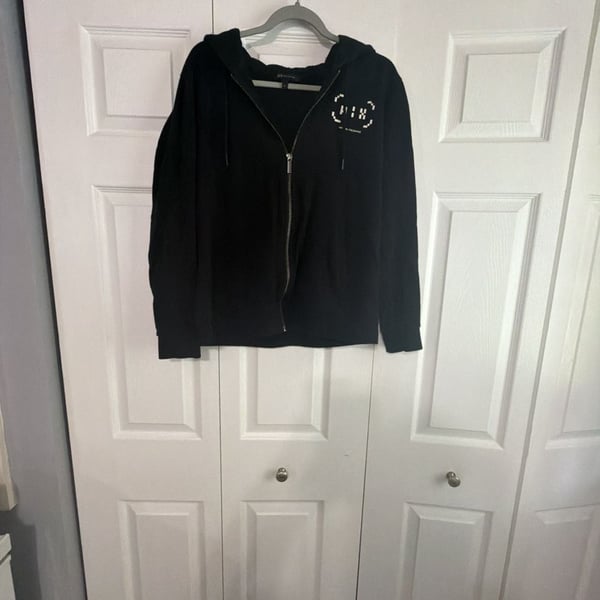 Armani Exchange Zip-Up Hoodie Size XL Black Pixel Logo Sweatshirt