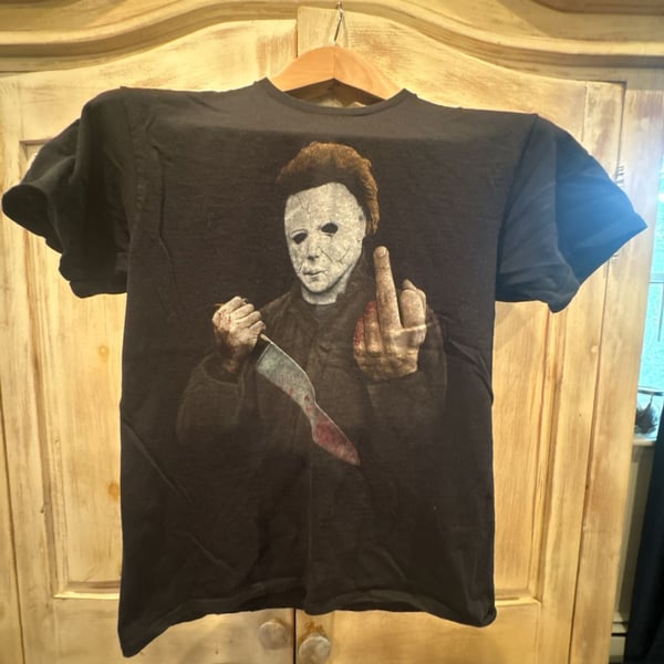 Halloween Michael Myers Middle Finger T-Shirt Size M Black