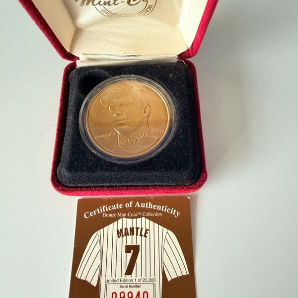 The Highland Mint Mickey Mantle Bronze Medallion Coin Limited Edition 1 of