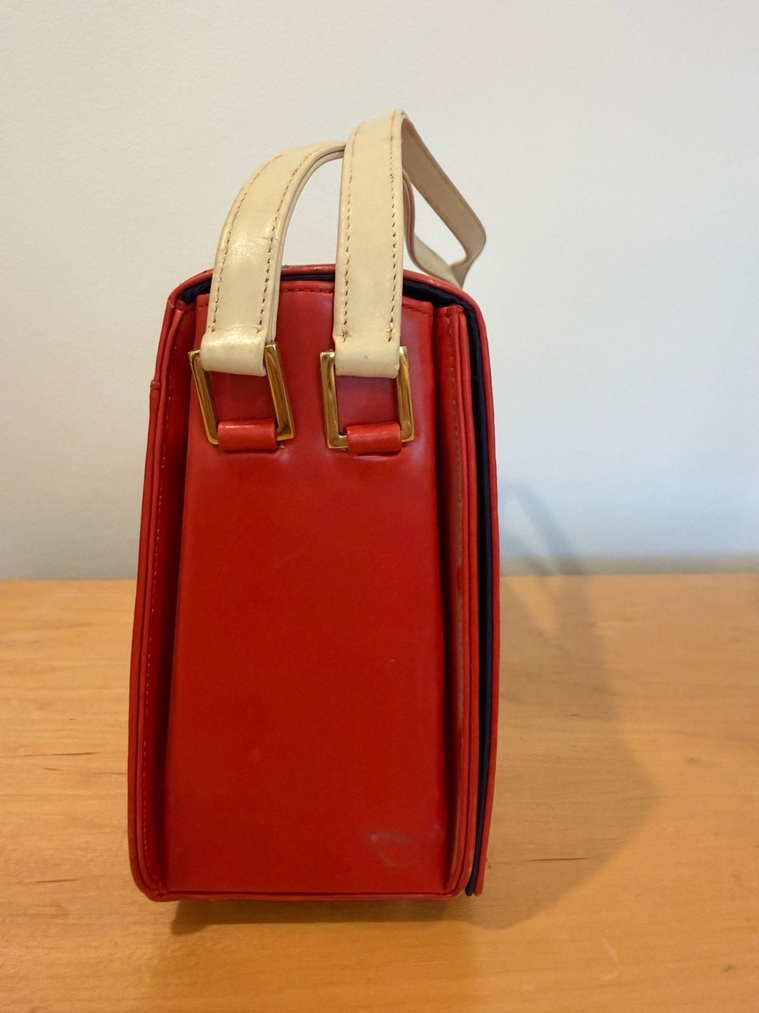 J. Miller Vintage Mid Mod Coquette Preppy Red And White Leather Shoulder Bag 7