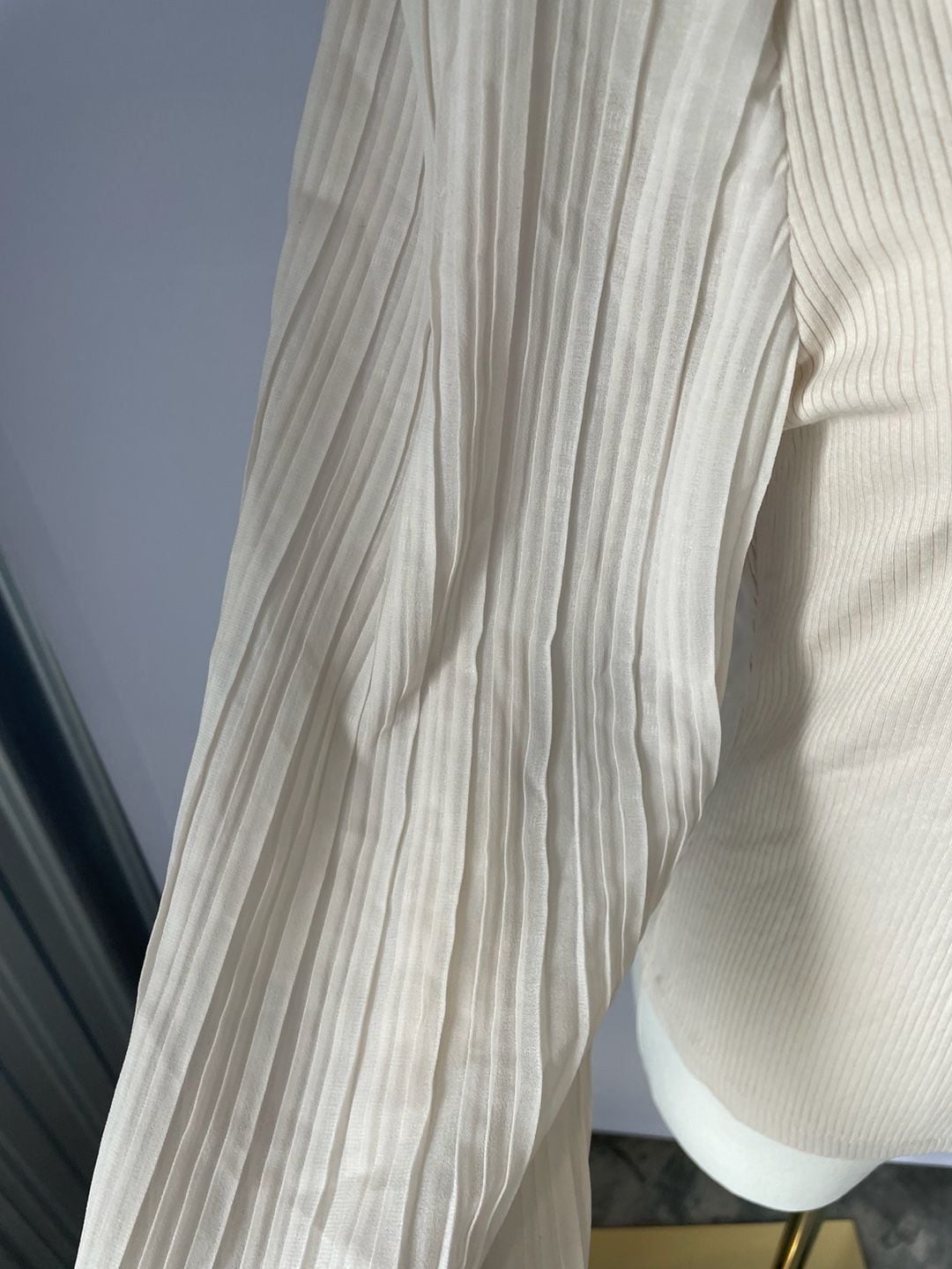 Heartloom Cream Ribbed Chiffon Sleeve Blouse 3
