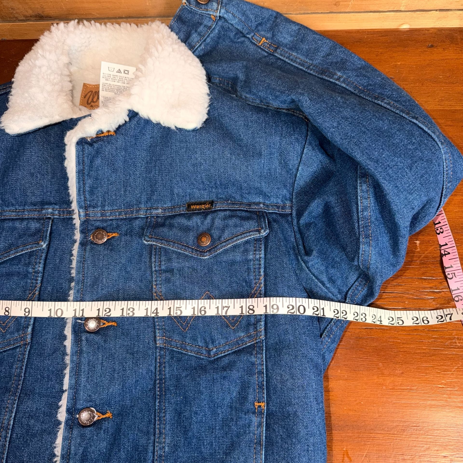 Wrangler Western Sherpa Lined Denim Jacket Size S Blue Coat 7