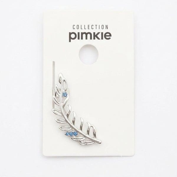 Pimkie Silver Tone Blue Crystal Leaf Ear Cuff Climber Earring