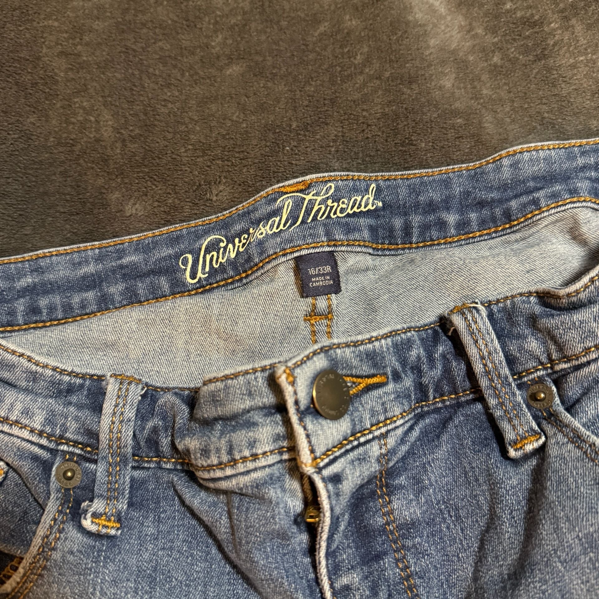 Universal Thread Distressed Skinny Ankle Jeans Size 16/33R Blue Denim 5