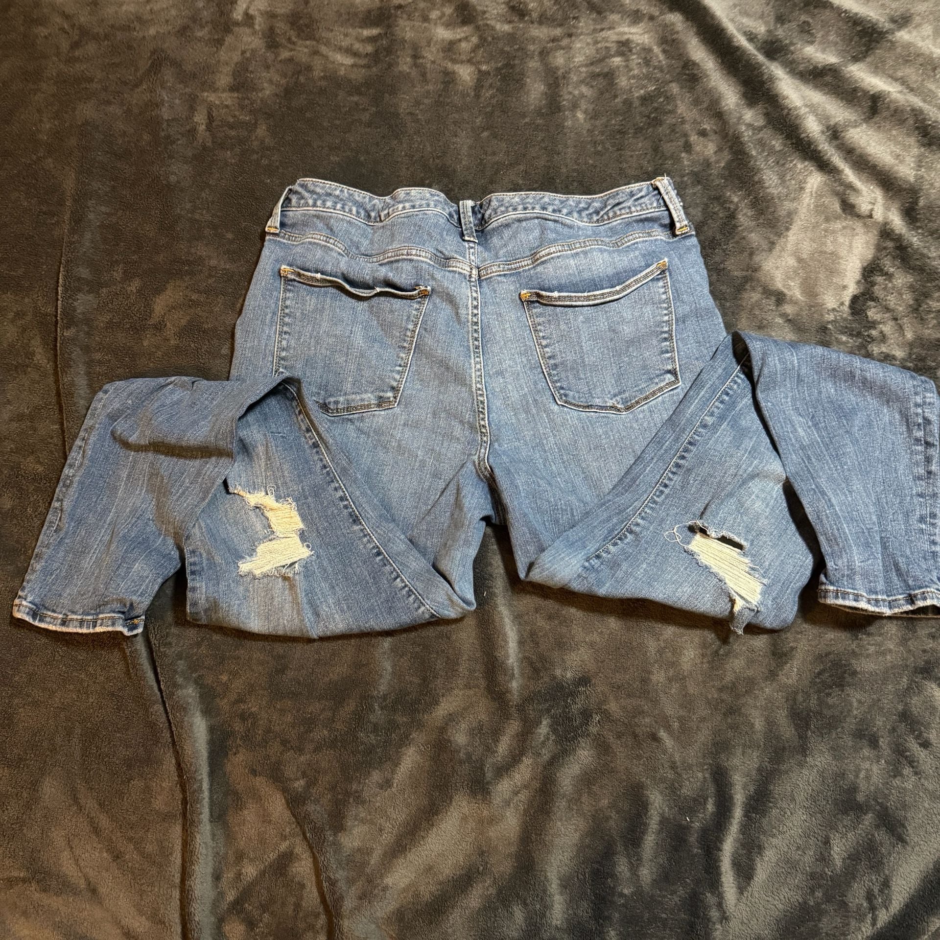 Universal Thread Distressed Skinny Ankle Jeans Size 16/33R Blue Denim 6