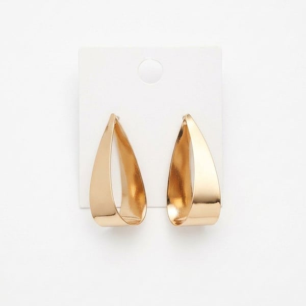 Gold Teardrop Open Hoop Earrings