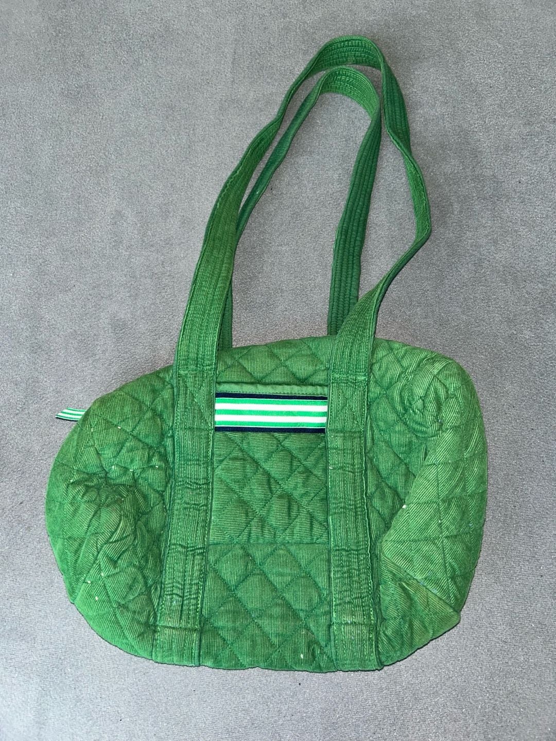 Pomegranate Green Quilted Duffel Bag with Accent Trim 2