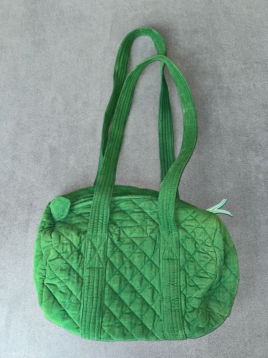 Pomegranate Green Quilted Duffel Bag with Accent Trim 3