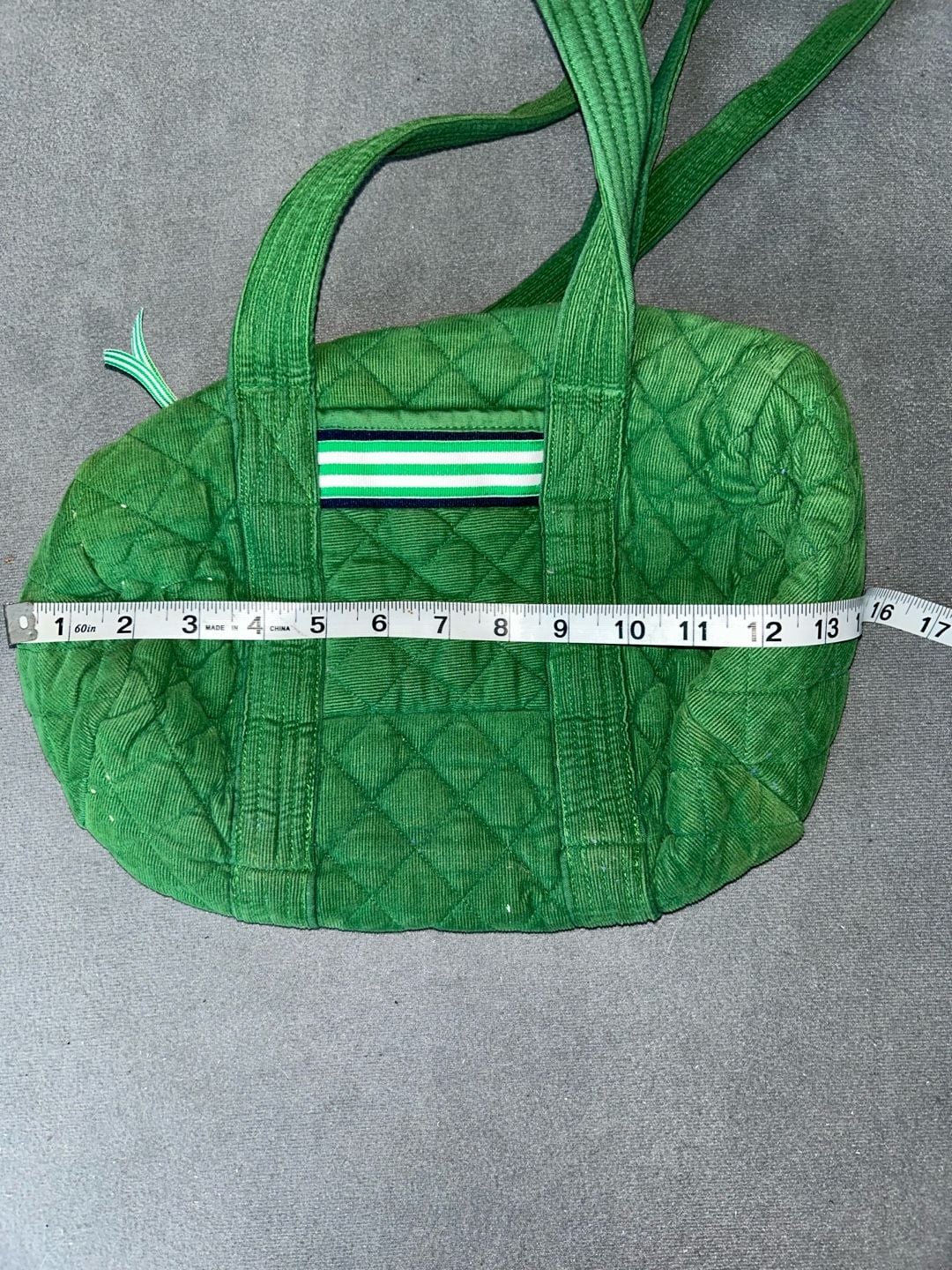 Pomegranate Green Quilted Duffel Bag with Accent Trim 4