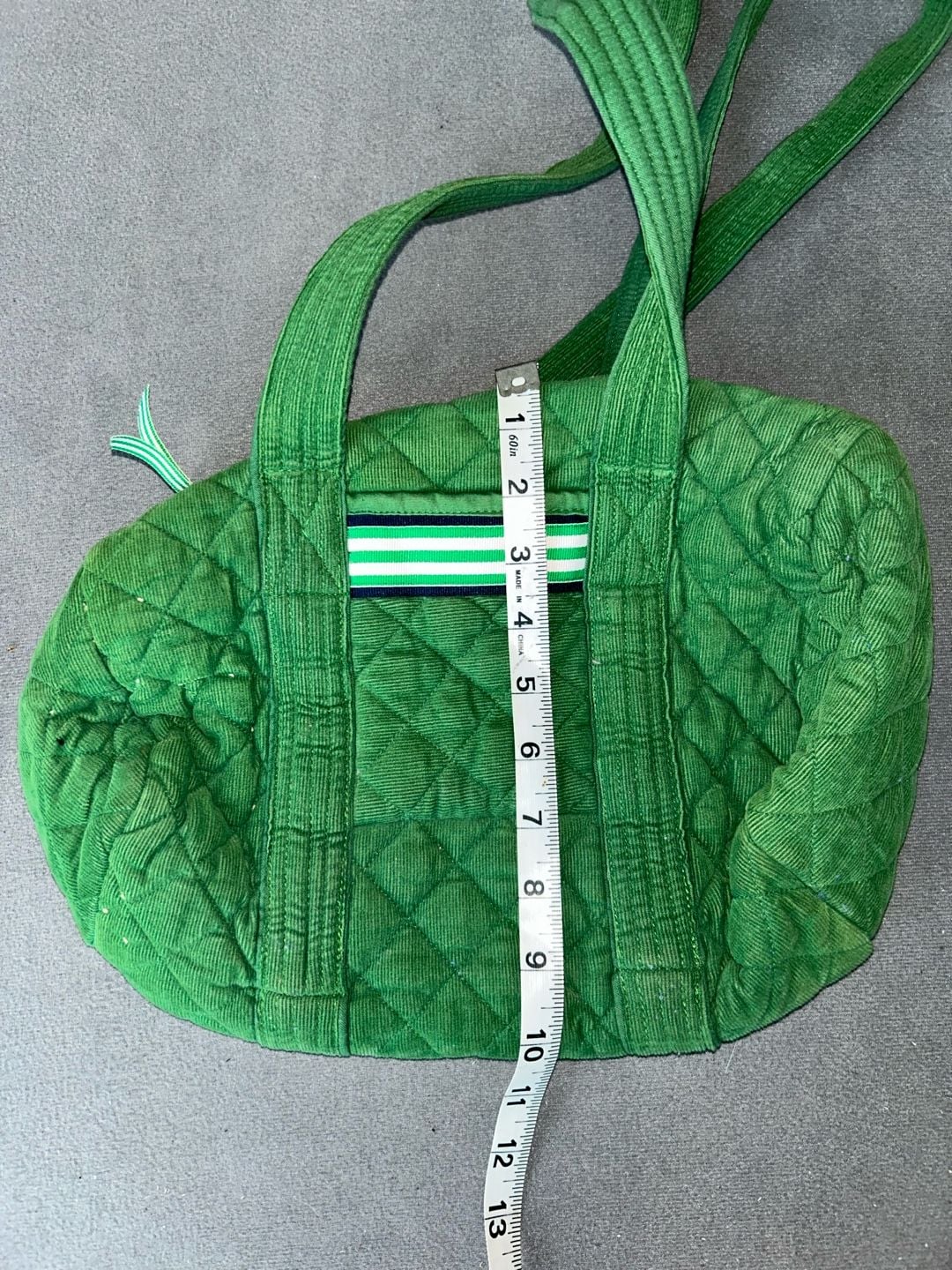 Pomegranate Green Quilted Duffel Bag with Accent Trim 5
