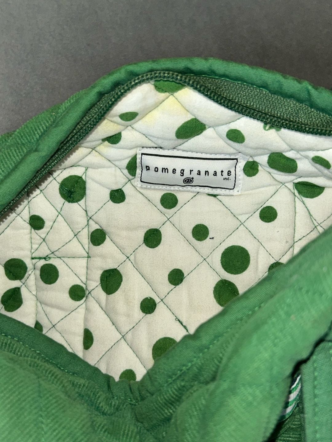 Pomegranate Green Quilted Duffel Bag with Accent Trim 7