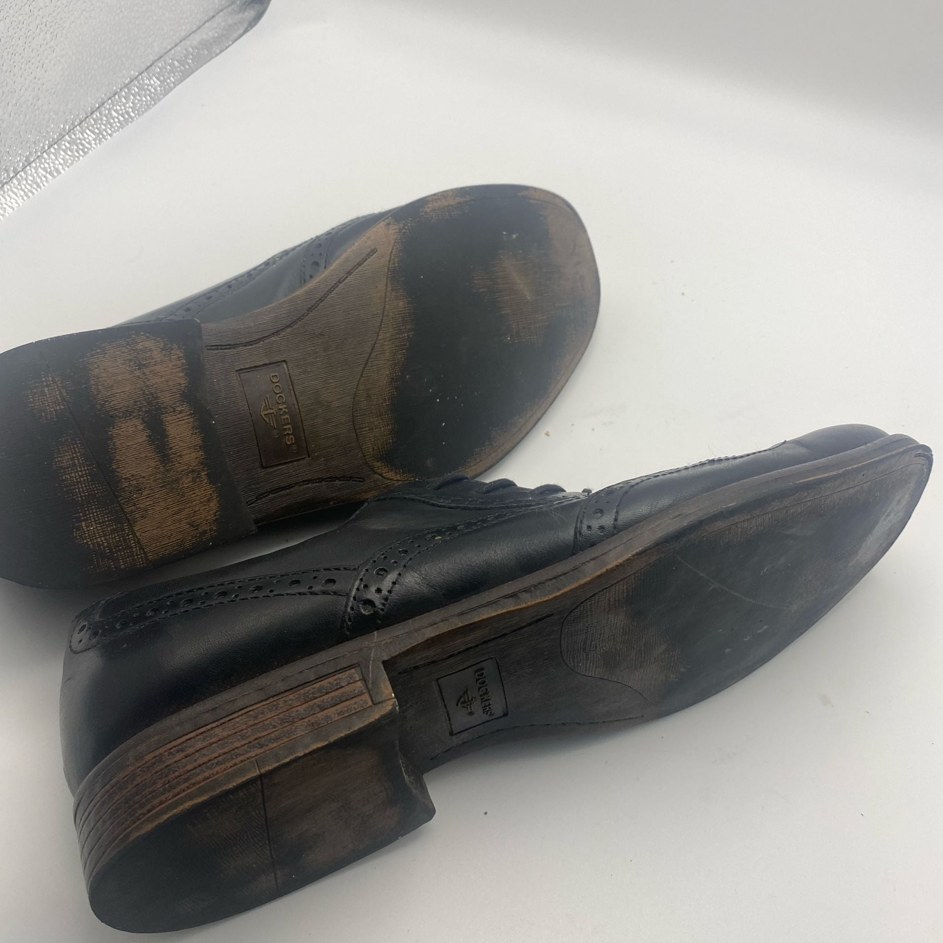 Dockers Wingtip Oxford Shoes Black Leather 7