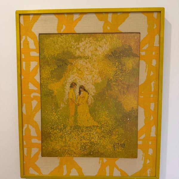 Mid Century Mod Art Reofect Loving Thoughts Painting By M. Storm Vintage