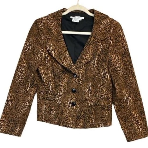 Vintage 90’s Maggy London Leopard Print Blazer Size 8
